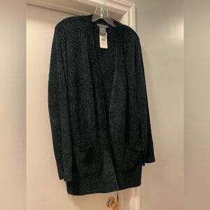 NWT matty m - Cardigan 2 front pockets XXL - 33 inches length - Hunter Green